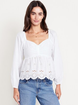 Long-Sleeve Eyelet Top | Old Navy (CA)