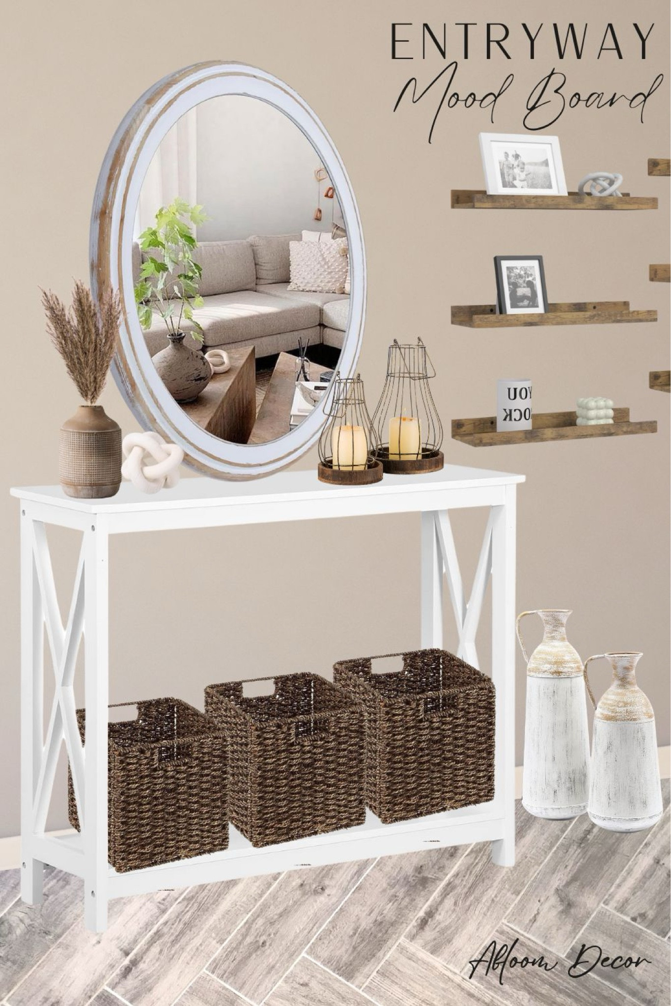 Modern farmhouse entryway idea with a white entryway table!

#LTKhome