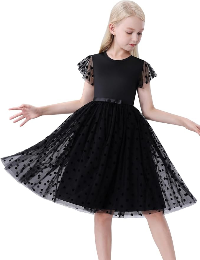 Mebius Girls Tutu Tulle Birthday Party Dress Little Girls Sparkle Fancy Fluffy Ruffle Short Sleev... | Amazon (US)