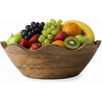 Mela Artisans Scalloped Decorative Wooden Bowl | 12 Inch Mango Wood Fruit & Serving Bowl | Natura... | Amazon (US)
