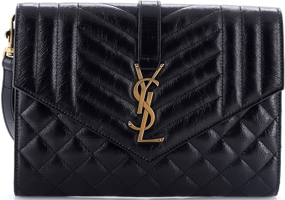 Amazon.com: Saint Laurent, Pre-Loved Classic Monogram Envelope Wristlet Clutch Mixed Matelasse Le... | Amazon (US)