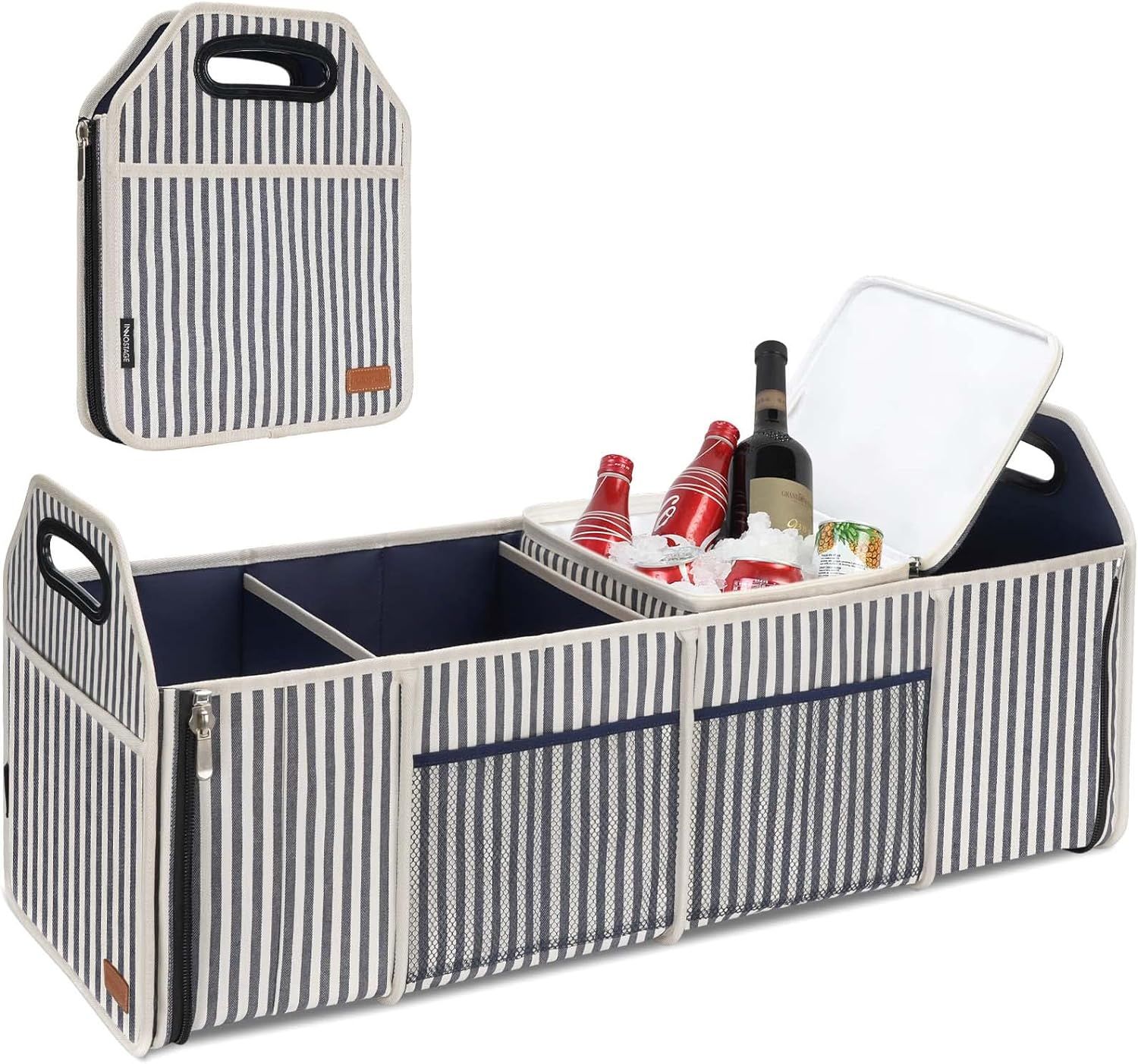 Amazon.com: INNO STAGE Trunk Storage Organizer with Insulation Cooler Bag, 4 Compartments Foldabl... | Amazon (US)