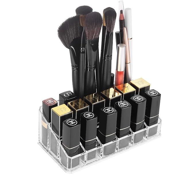 Lipstick Organizers and Storage,18 Slots Acrylic Lipstick Holder & Cosmetics Storage Display Case... | Amazon (US)