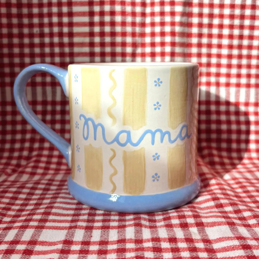 Personalised Stripey Yellow Mug | Mothers Day |  Name | Mama | Mummy | Mum | Nana | Grandma | Aun... | Etsy (Global)