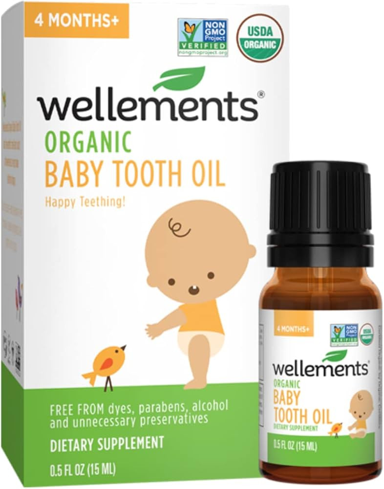 Wellements Organic Baby Tooth Oil | Soothing Massage Oil for Tiny Gums, Helps Make Teething Happy... | Amazon (US)