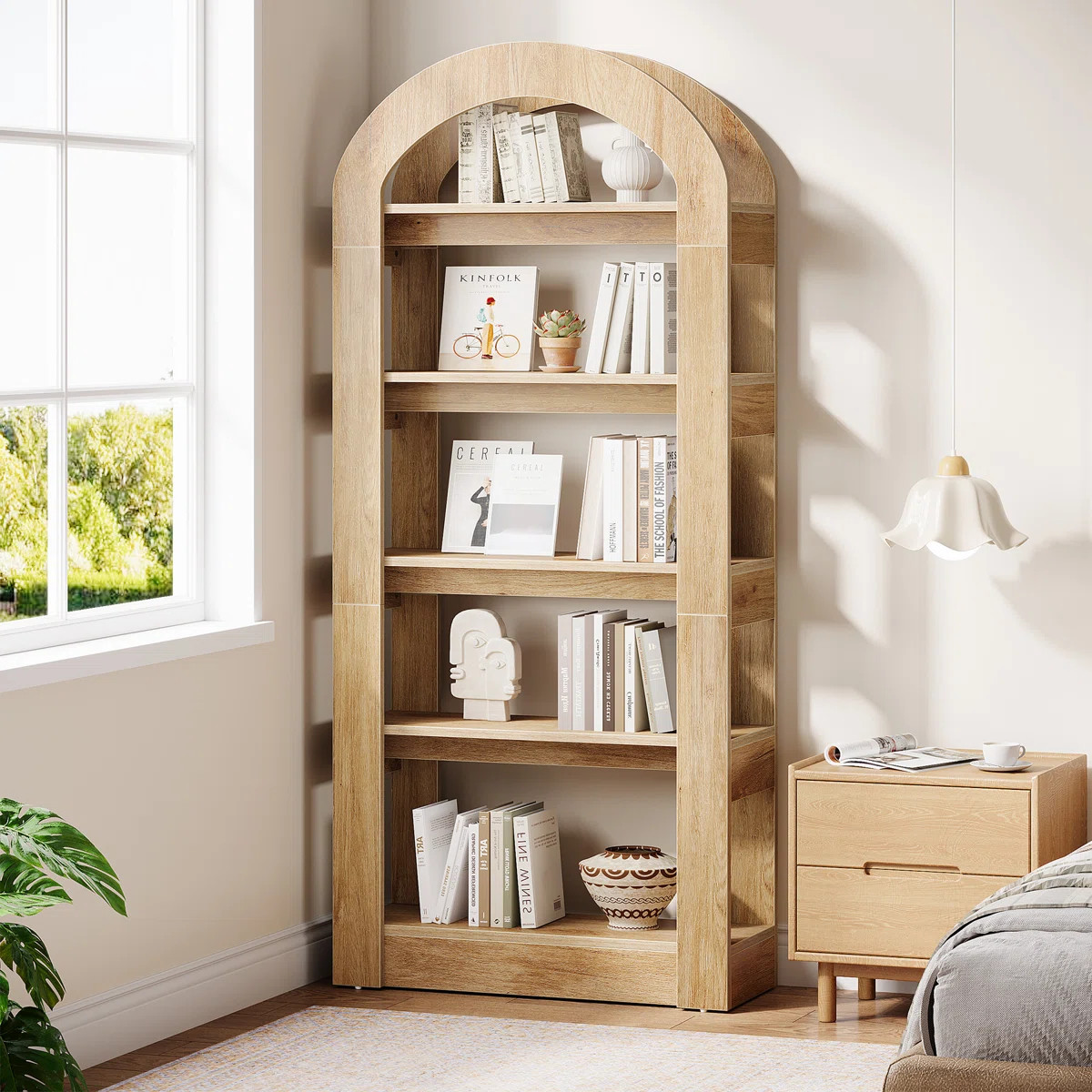Ebern Designs 5-Tier 70.9" Tall Arched Bookcase, Modern Open Bookshelf For Home Office, Bedroom, ... | Wayfair North America