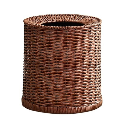 Round Wicker Waste Paper Bin and Basket with Removable Plastic Liner, Drop-in Oval Wicker Waste B... | Amazon (US)
