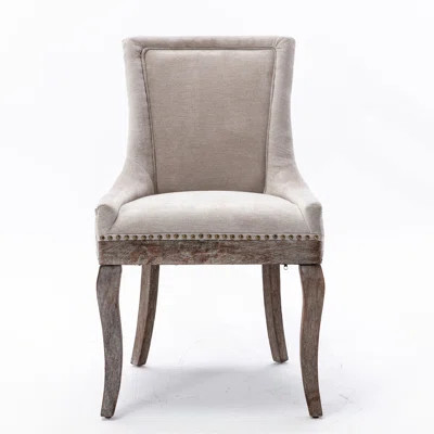 Side Dining Chair,Thickened Fabric Chairs With Neutrally Toned , Bronze Nail Head,Set Of 2 | Wayfair North America
