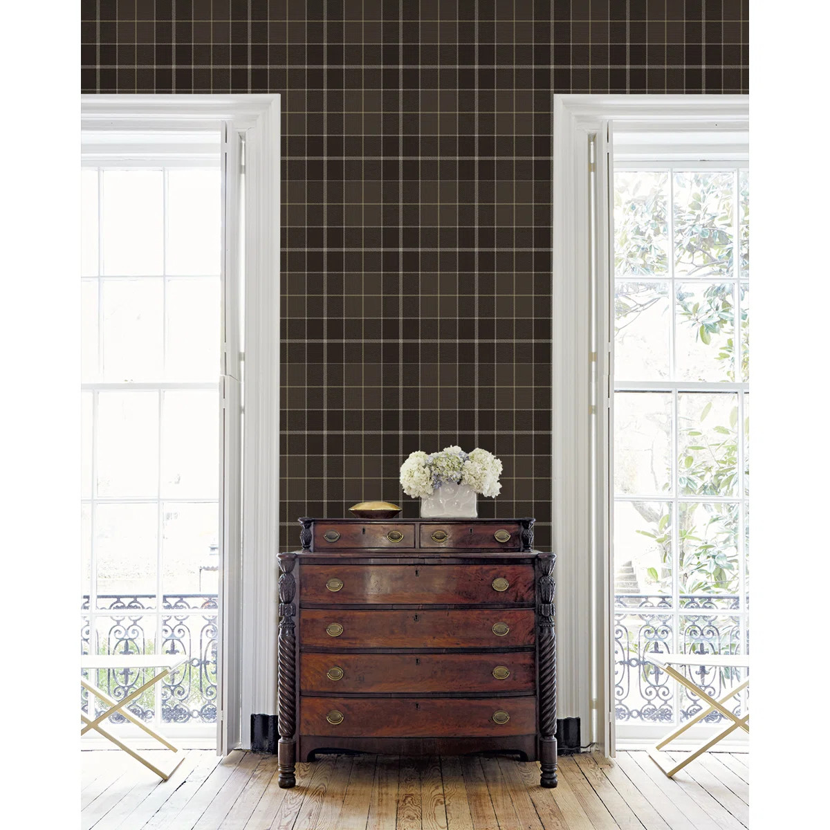 Gracie Oaks Blacksmith & Red Altarinda Plaid Peel And Stick Wallpaper | Wayfair North America