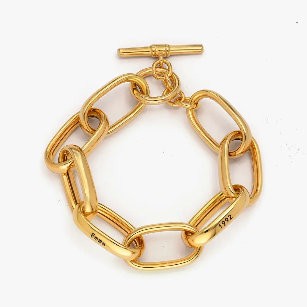 Chunky Paperclip Bracelet With Engraving - Gold Vermeil | Oak & Luna (US)