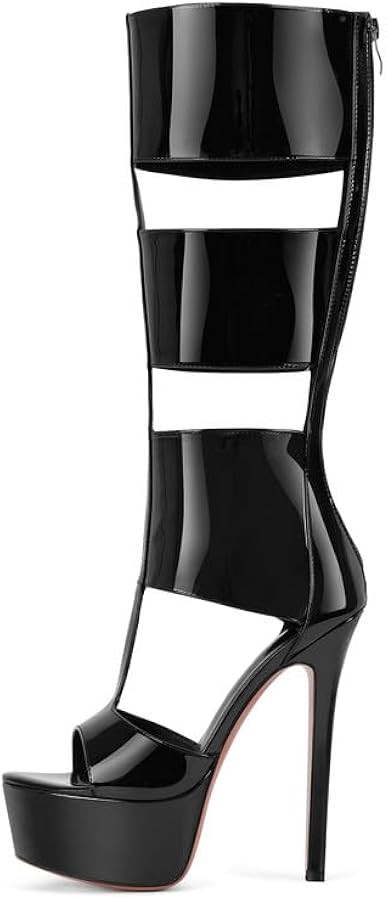 Richealnana Women's Gladiator Knee-High Platform Heels-Stiletto Peep Toe Boots with Back Zipper f... | Amazon (US)