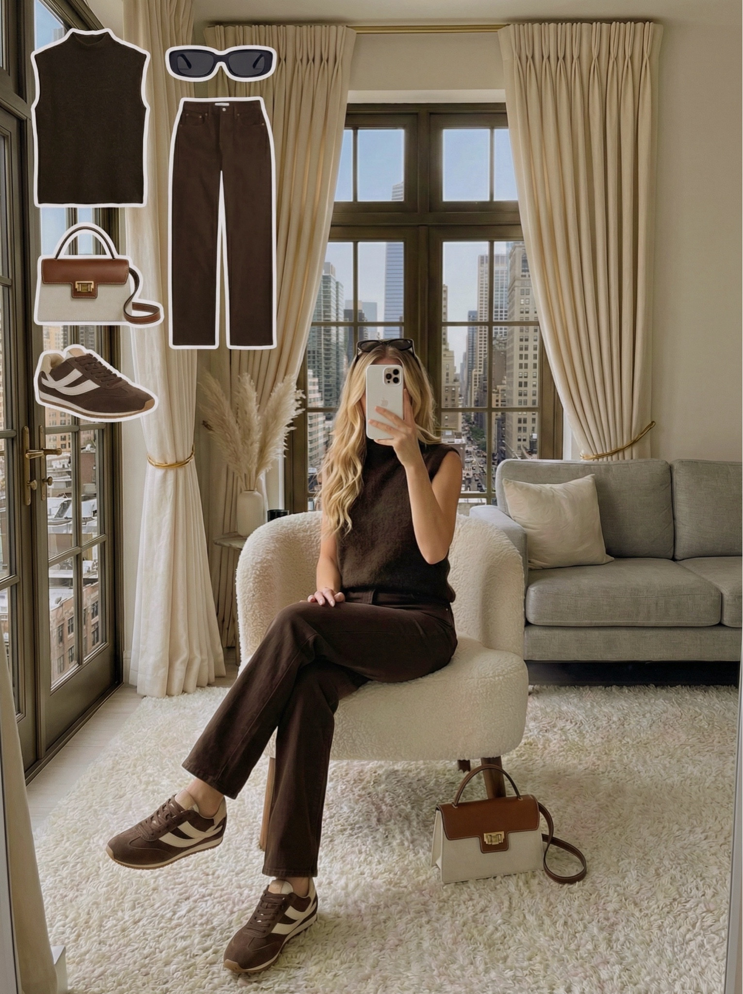 ✨ Sporty Cocoa Minimalism ✨

A clean, tonal look built on deep chocolate shades for a sleek but relaxed finish. The soft sleeveless knit sets an understated foundation while the matching trousers create that seamless monochrome line that always feels put together.

Retro inspired sneakers keep the outfit grounded and easy for every day, and the structured two tone top handle bag adds a refined touch without breaking the palette. Oversized sunglasses finish it with quiet confidence.

🤎 Style Notes:
• Sleeveless knit for a smooth, minimal base
• Straight leg trousers for a streamlined silhouette
• Retro sneakers for casual balance
• Two tone top handle bag for subtle contrast
• Oversized sunglasses to sharpen the look

Everything linked and ready to shop ✨

#LTKSeasonal #LTKootd #LTKgrwm