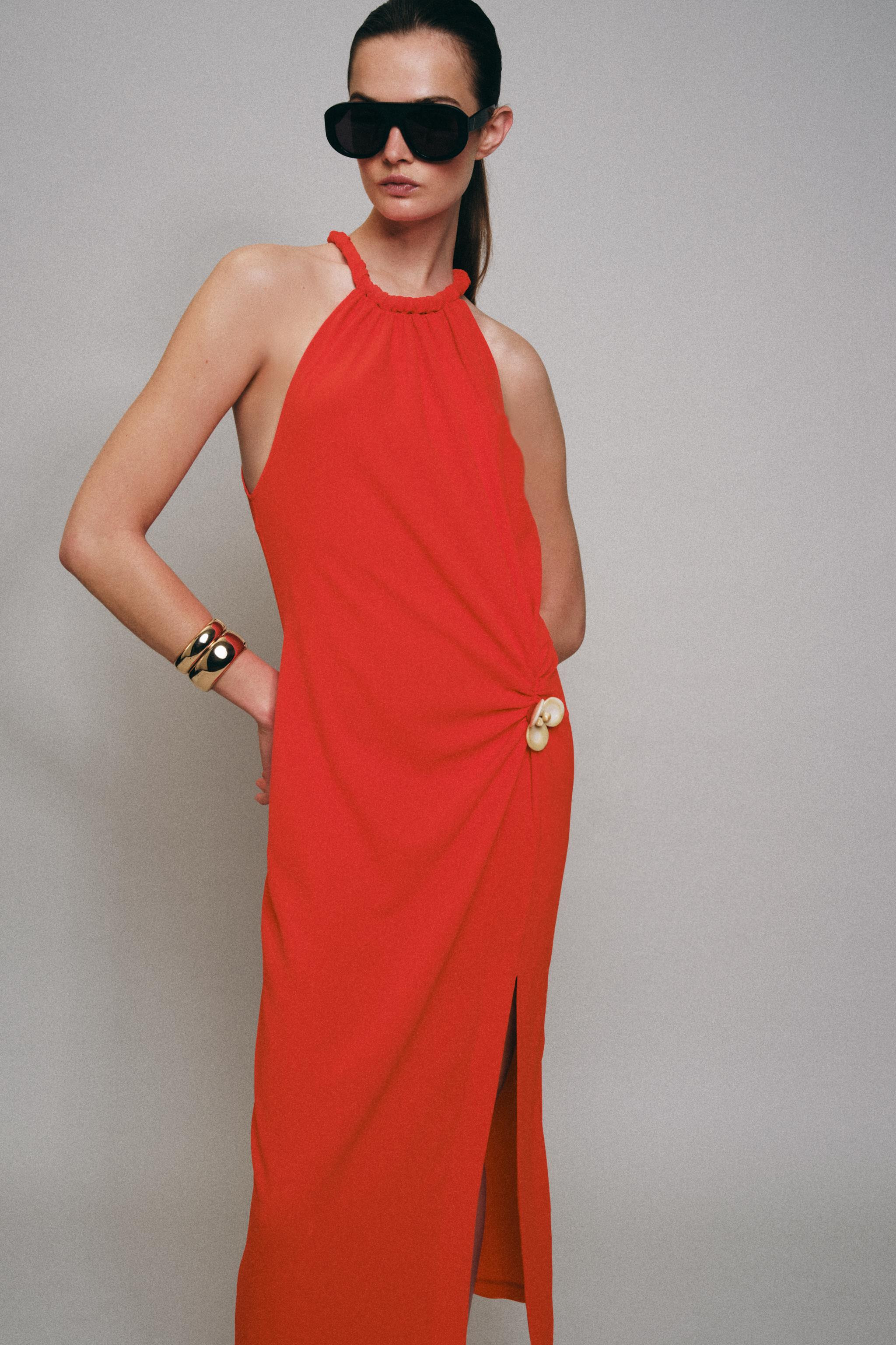HALTER MIDI DRESS WITH TRIM | Zara US