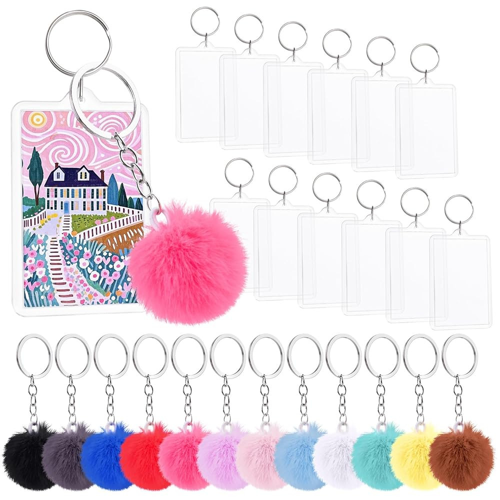 Framendino, 12 Sets Acrylic Picture Frame Keychain Kits Including Blank Rectangle 2 x 3 Inches an... | Amazon (US)