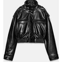 Zara - Faux Leather Jacket With Tabs - Women - Black - Women | Zara US