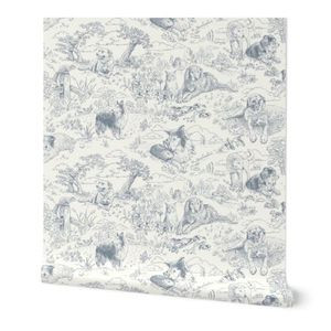 Wallpaper in Country Dogs Toile Gray | Spoonflower