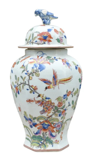 Multi Color Bird & Floral Jar | The Enchanted Home