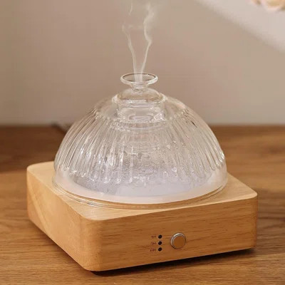 Glass Essential Oil Diffuser With Glass Reservoir & Wood Base | Wayfair North America