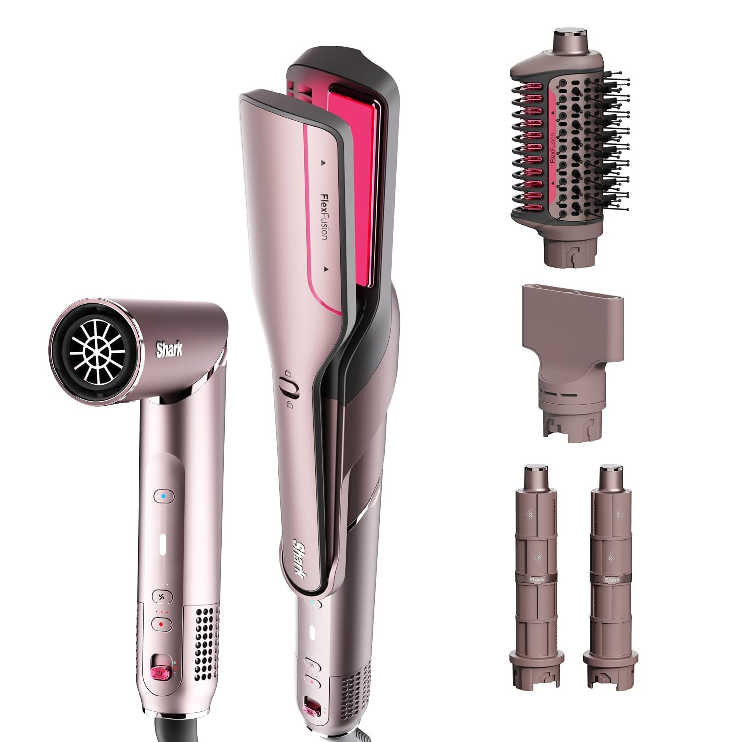 Shark FlexFusion Ceramic Air Styler, Straightener+Curler, Blush, HD641S | Amazon (US)