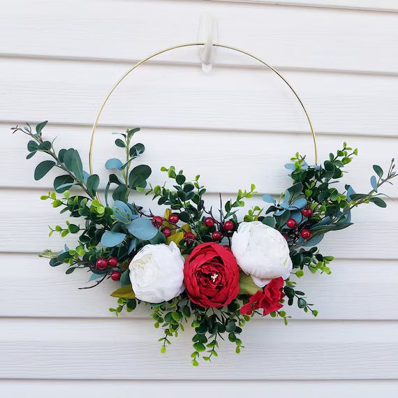 Modern Hoop Wreath Winter Hoop Wreath Gift for Mom - Etsy | Etsy (US)