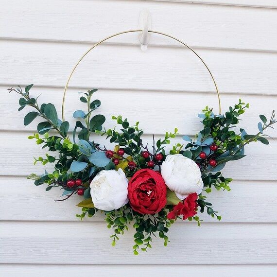 Modern Hoop Wreath Winter Hoop Wreath Gift for Mom - Etsy | Etsy (US)