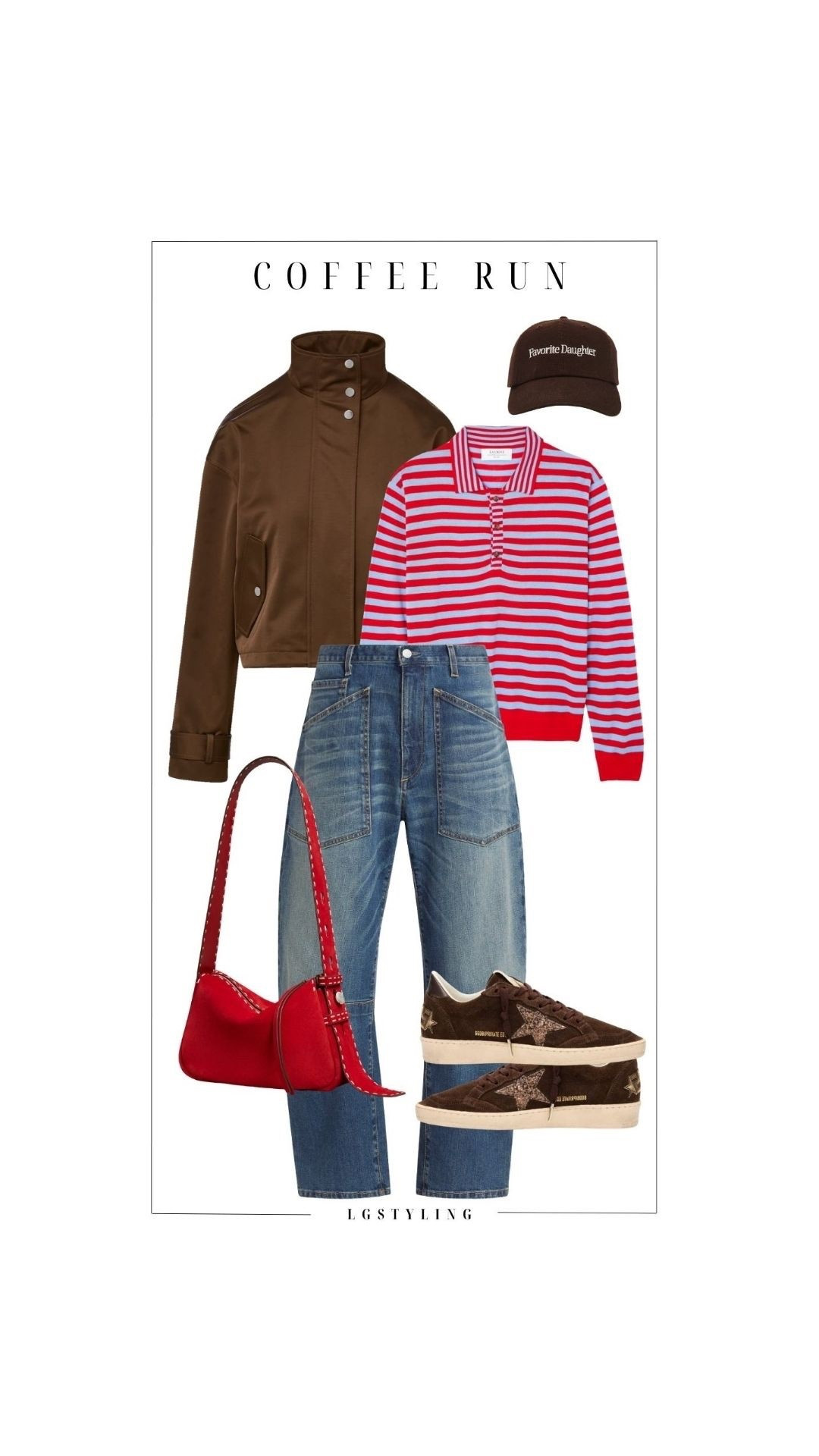 COFFEE RUN ☕️
An elevated off-duty look that feels effortless but intentional. A structured brown jacket layered over a red striped knit adds just the right amount of contrast, paired with relaxed straight-leg denim for that lived-in feel. Finished with statement sneakers, a pop-of-red shoulder bag, and a casual cap—this is your go-to for polished errands or weekend coffee runs.

#LTKCasual #LTKStyle #LTKSpring #EverydayStyle #CasualChic #StripedStyle #DenimOutfit #WeekendWear #EffortlessStyle #StreetStyle

 

#LTKSeasonal #LTKootd #LTKgrwm