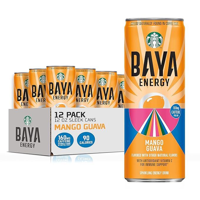 Starbucks RTD Energy Drink, BAYA, Mango Guava, 200mg Caffeine naturally found in coffeeberry, 12o... | Amazon (US)