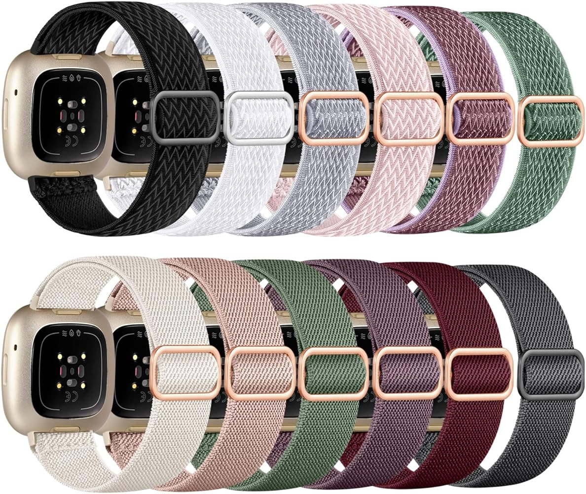 GEAK 12 Pack Elastic Nylon Band Compatible with Fitbit Versa 3/Fitbit Versa 4/Fitbit Sense/Sense ... | Amazon (US)
