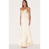Tall Buttercream Satin Maxi Dress, Butter Cream | PrettyLittleThing US