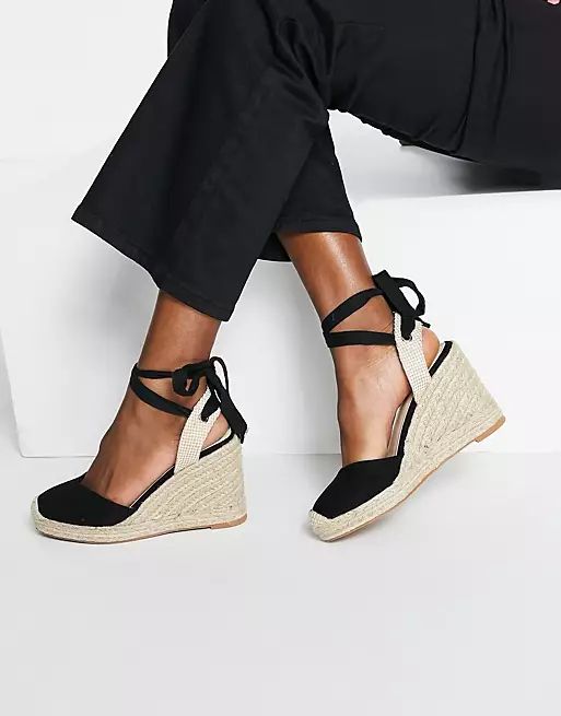 Pimkie espadrille wedges in black | ASOS (Global)