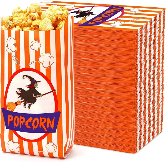 100Pcs Halloween Popcorn Bags, 1 Quart Fold Top Paper Pouches | Amazon (US)