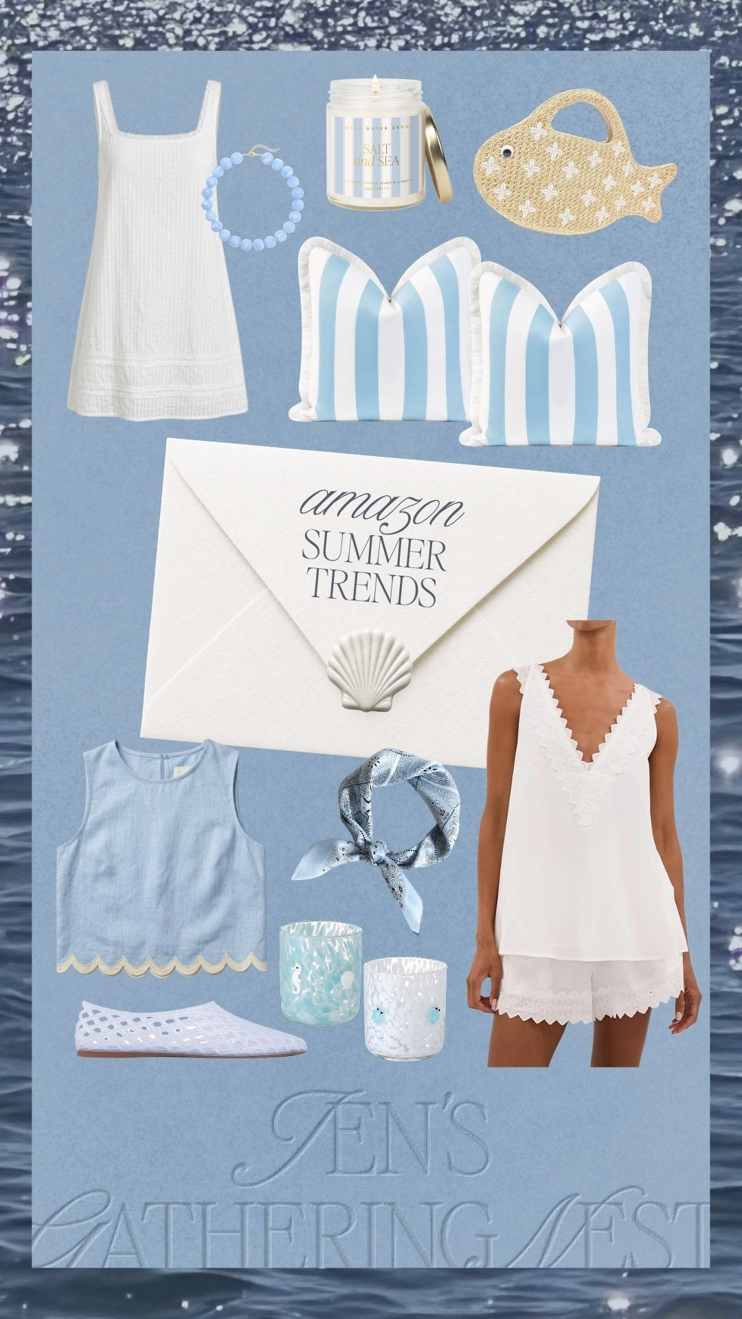 Amazon summer trends with the prettiest coastal blue finds 🩵 Love the scallop details, striped pillows, breezy tops, shell accents and beachy accessories for an elevated summer look.

#amazonsummer #amazonfinds #summertrends #coastalstyle #beachfinds #summerdecor #summerfashion #amazonhome

#LTKootd #LTKSeasonal #LTKHome