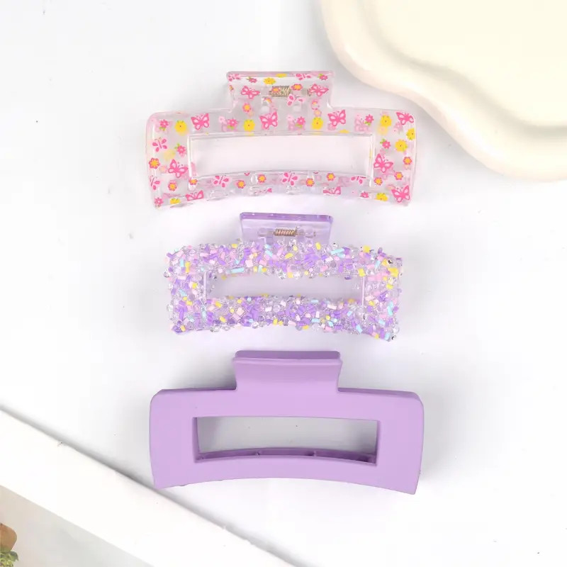 3pcs Set Cute Heart & Floral Print Hair Clips with Sparkling Rhinestones - Large Rectangle, Perfe... | Temu Affiliate Program