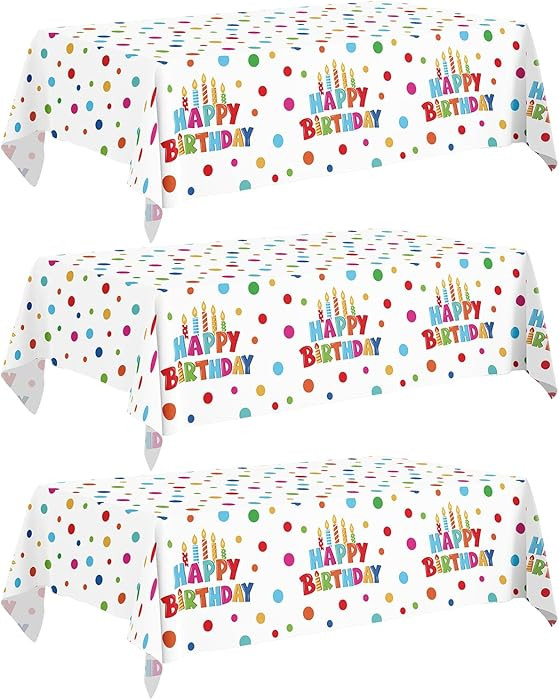 Kinovo 3Pcs Birthday Dots Tablecloths, Birthday Decorations Table Cover for Party Decoration (54 ... | Amazon (US)
