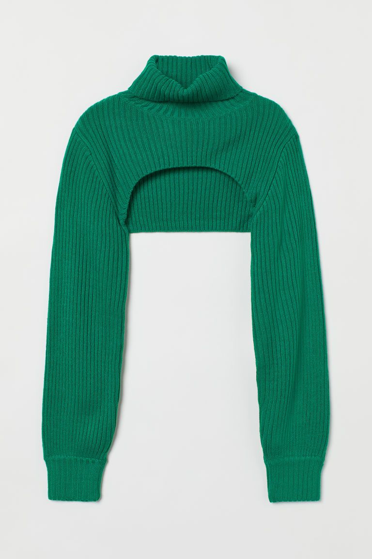 H & M - Crop Turtleneck Sweater - Green | H&M (US)