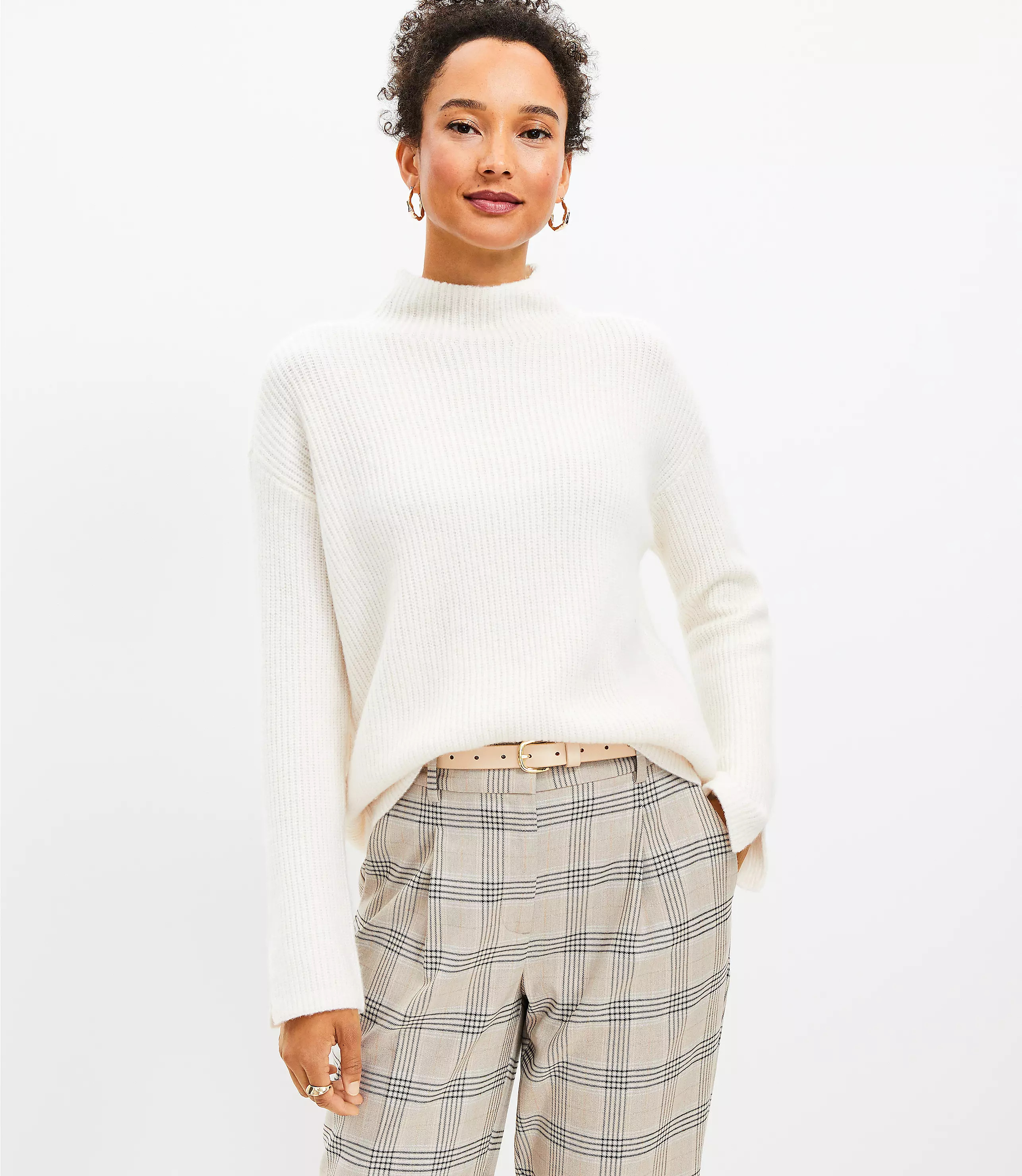 Ribbed Mock Neck Sweater | LOFT