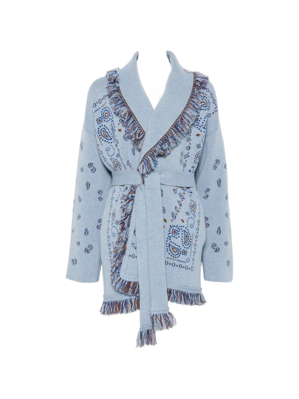 Alanui Paisley Intarsia Cashmere Cardigan — light blue | Italist Inc.