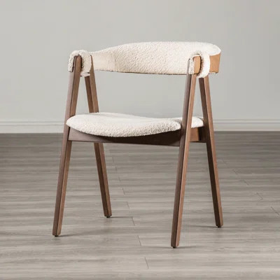21" W Mid-Century Modern Side Chair (2/CTN), Walnut/Beige | Wayfair North America
