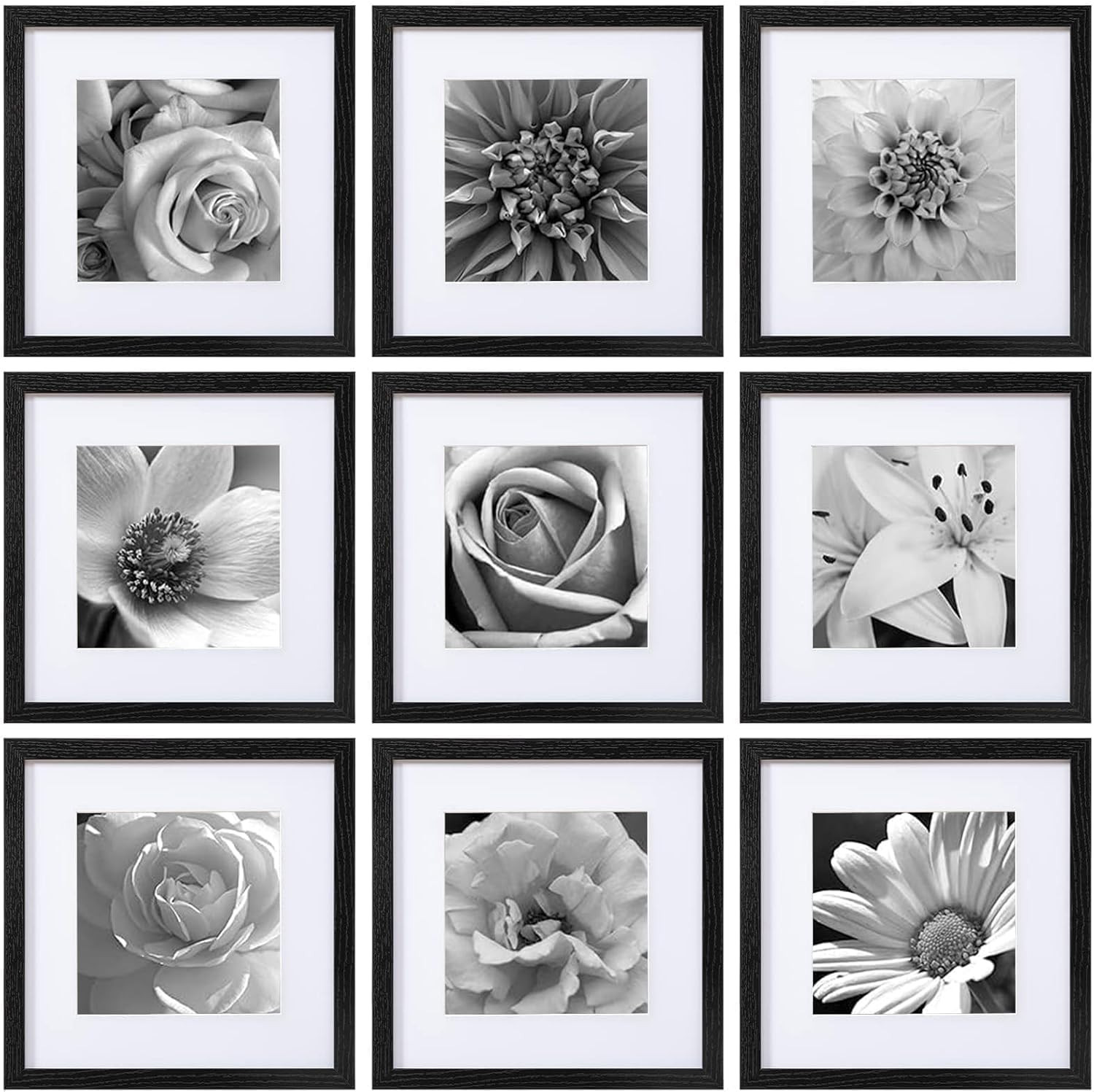 eletecpro Picture Frames Set of 9, 12x12 in, Acrylic Cover, Black | Amazon (US)
