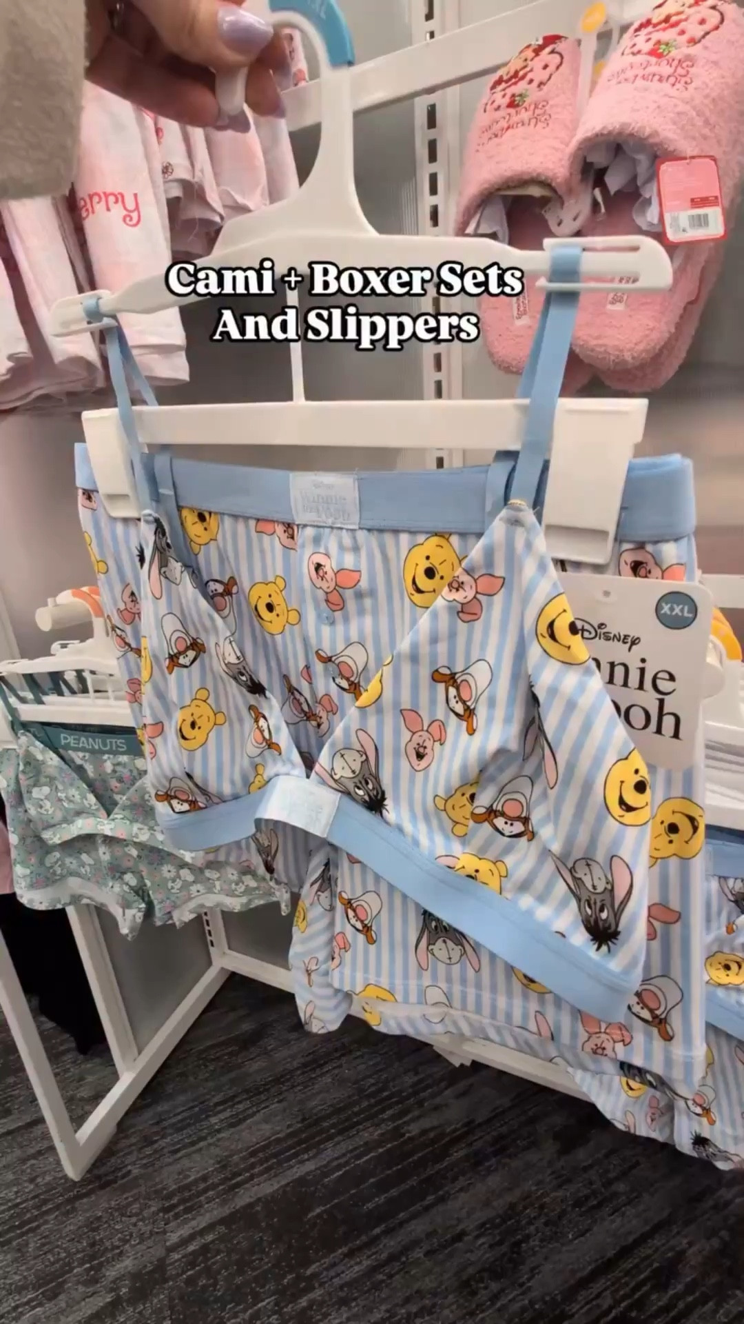 How cute are these camis and boxer sets! Also love the matching slippers! Who's your favorite?  Winnie the Pooh, Strawberry shortcake or Snoopy?

#bralette #undergarments #newattarget #cutepajamas 

Women's boxers, Pooh bear, Peanuts, Charlie Brown, pj's, intimates, millennial coded, 80s baby, Target sun, comfy clothes

#LTKselfcare #LTKmorningroutine #LTKootd