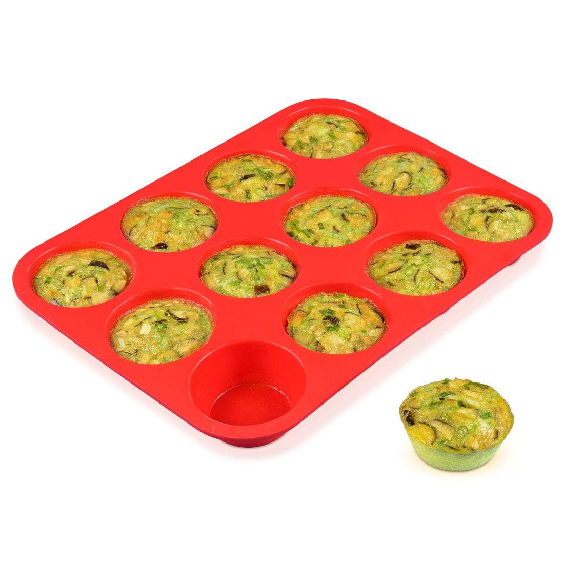 CAKETIME 12 Cups Silicone Muffin Pan - Nonstick Cupcake Pan 1 Pack Regular Size Silicone Mold for... | Amazon (US)