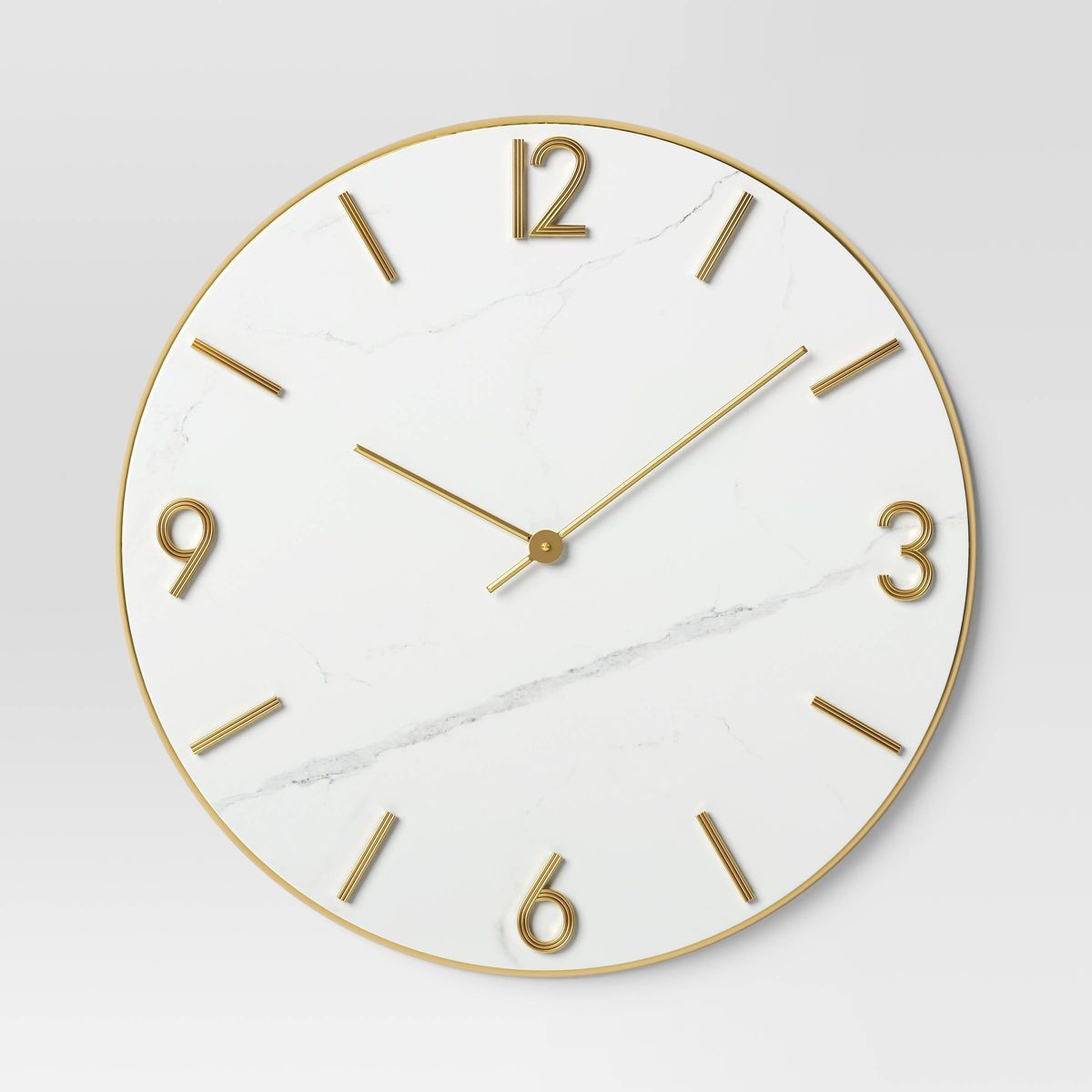 26" Faux Marble Finished in Polished Brass Wall Clock White - Threshold™ | Target