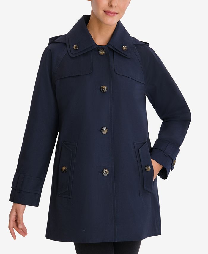 London Fog Single-Breasted Hooded Raincoat & Reviews - Coats - Women - Macy's | Macys (US)