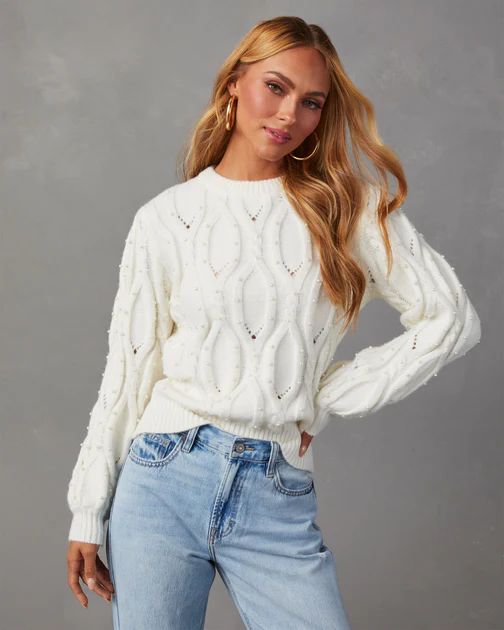 Lyndale Embellished Sweater - Ivory | VICI Collection
