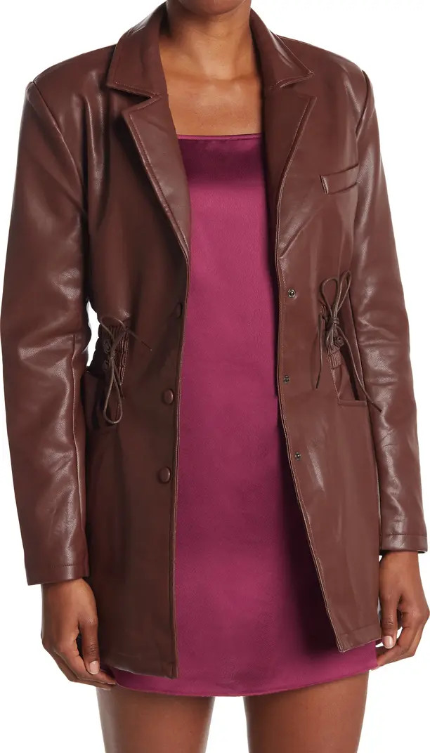 Faux Leather Smocked Waist Blazer Jacket | Nordstrom Rack