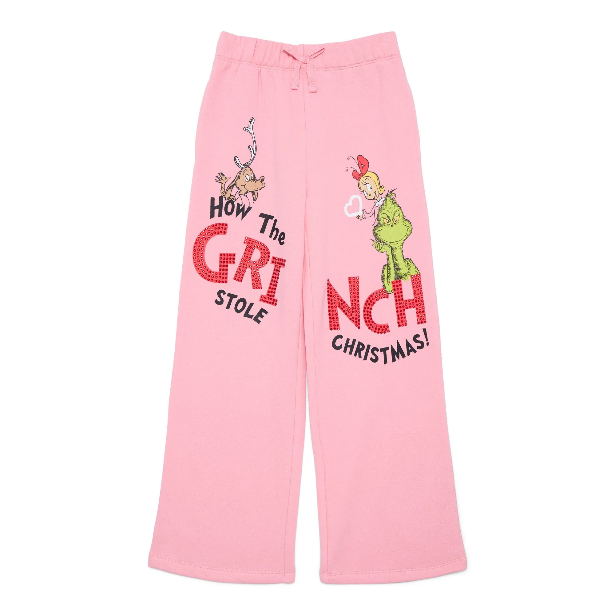 Dr. Seuss Grinch Girls' Embellished Wide Leg Sweatpants, Sizes 4-16 | Walmart (US)