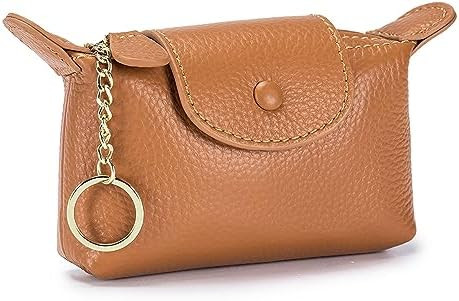 Women's Leather Mini Coin Purse with Keychain, Zipper Wallet, Coin Purse for Women | Amazon (US)
