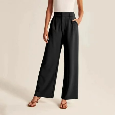 Black Work Pants Women Polyester Spring Pants Work Pants For Women Office Women Wide Leg Pants For Women Work Business Casual High Waisted Dress Pants Flowy Trousers Office | Walmart (US)
