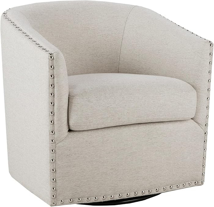 Madison Park Swivel Barrel Accent Chair, Upholstered Curved Back with 7-Inch Thick Woven Cushion,... | Amazon (US)