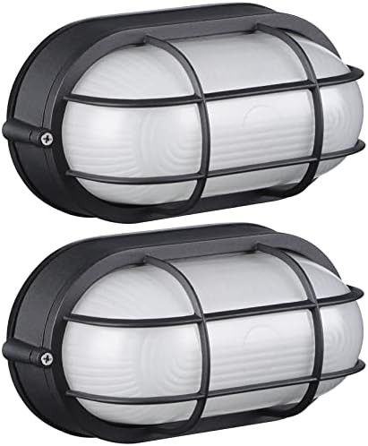 LEONLITE Outdoor 8.5'' Bulkhead Light, UL Listed E26 Base, Nautical Lighting Fixture, Black Oval ... | Amazon (US)